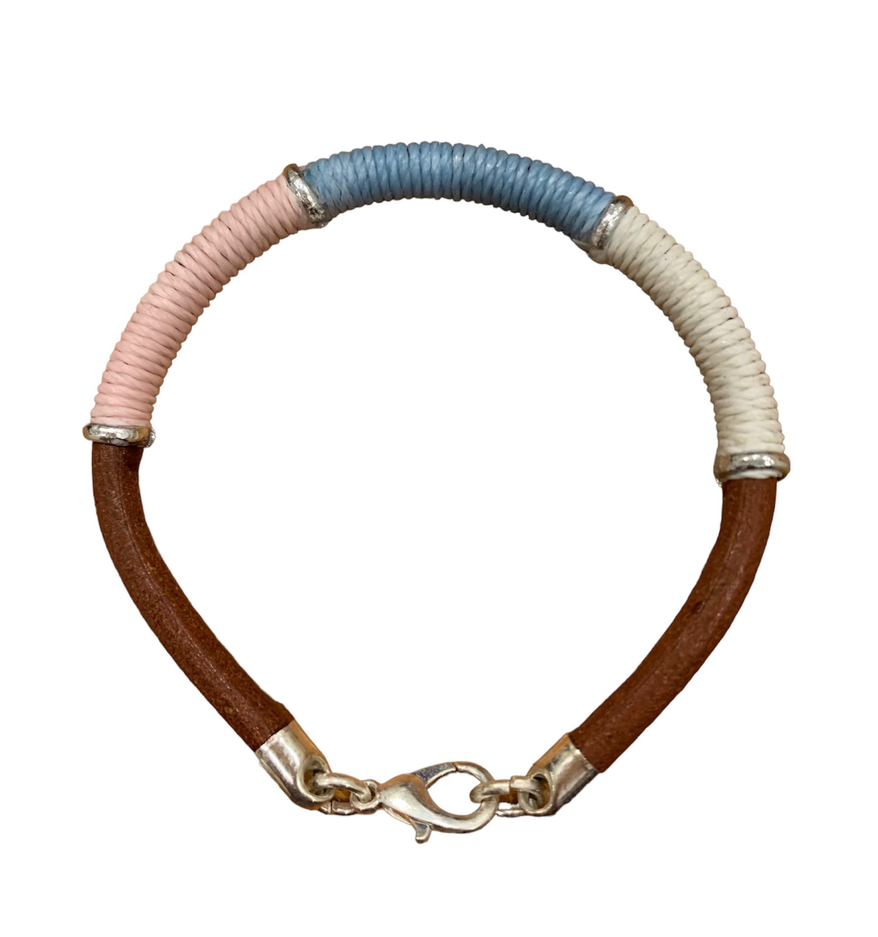 Leather Bracelets with Coloured Stitching