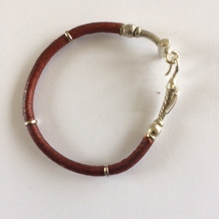 Leather and Silver Polo Stick Bracelet