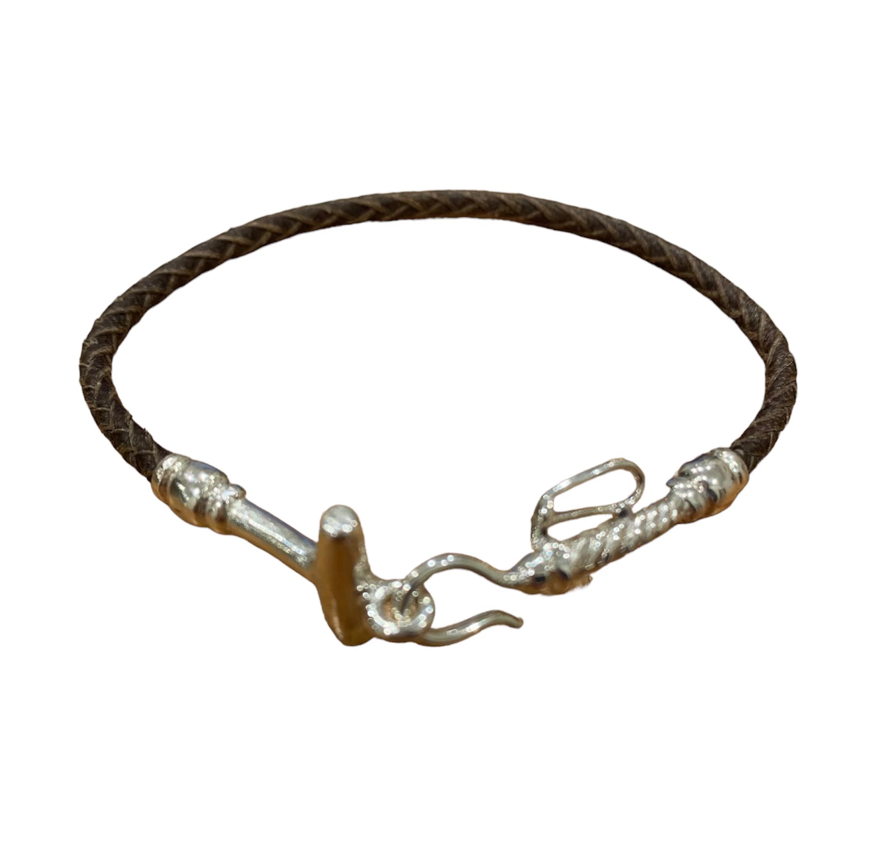 Rawhide & Silver Polo Stick Bracelet